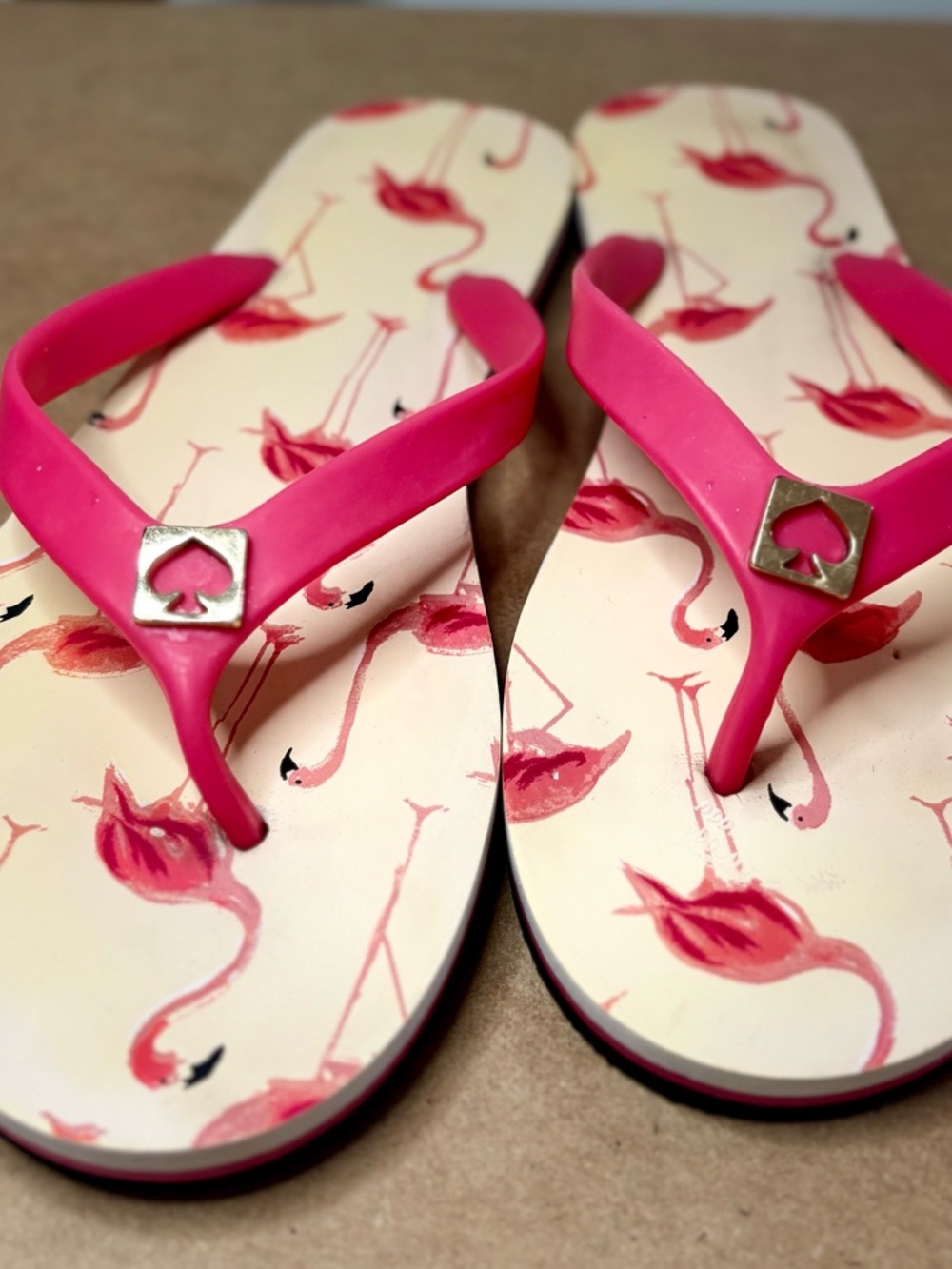 kate spade Pink Flamingo-Print Flip Flop Sandals